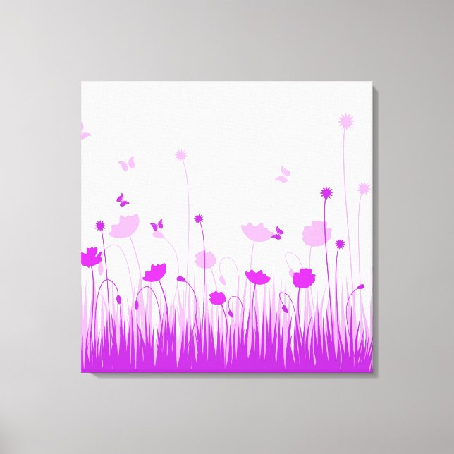 Minimalistische Lila und weiße Pflaumen Wiesenblum Leinwanddruck (Vorderseite)