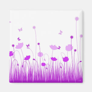Minimalistische Lila und weiße Pflaumen Wiesenblum Magnet
