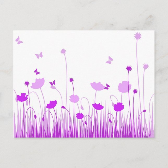 Minimalistische Lila und weiße Pflaumen Wiesenblum Postkarte (Vorderseite)