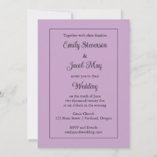 Minimalistische Lilac-Hochzeitseinladung Einladung