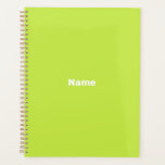 Minimalistische Limettengrün, benutzerdefinierter  Planer<br><div class="desc">Minimalistisches Kalkgrün benutzerdefiniert Jahr,  Text,  Name,  Monogramm,  Initialen personalisiert Planer. Maßgeschneiderter weißer Text auf schlichtem,  solidem Hintergrund in Kalkgrün.</div>
