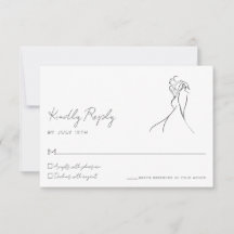 Minimalistische Line-Art-Brautpaar-Hochzeits-RSVP-
