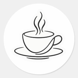 Minimalistische Line-Art-Dampfende-Kaffeetassen-Au Runder Aufkleber