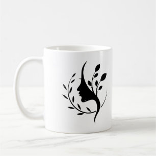Minimalistische Line-Art-Darstellung eines weiblic Kaffeetasse