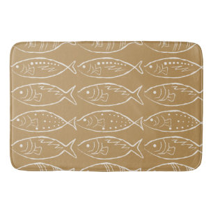 Minimalistische Line-Art-Fisch-Messing Badematte