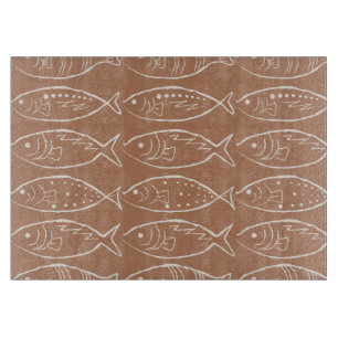 Minimalistische Line-Art-Fisch-Ton Schneidebrett