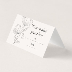 Minimalistische Line-Art-Floral-Hochzeitsplatzkart