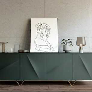 Minimalistische Line-Art-Frau-Wandkunst   Moderne  Poster