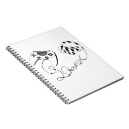 Minimalistische Line-Art-Gamercat - Controller-Kab Notizblock