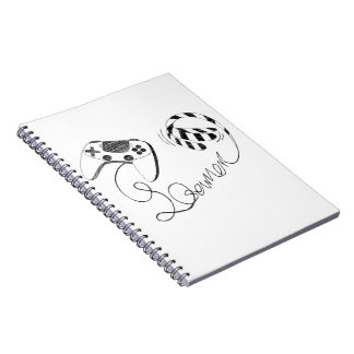 Minimalistische Line-Art-Gamercat - Controller-Kab Notizblock
