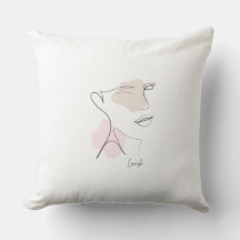Minimalistische Line-Art-Gesicht-Wurfkissen - Ästh