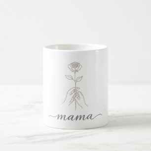 Minimalistische Line-Art-Rose "Mama" Ästhetik-Kaff Kaffeetasse