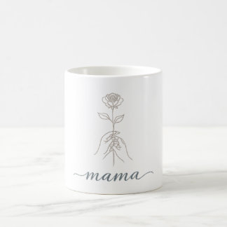 Minimalistische Line-Art-Rose "Mama" Ästhetik-Kaff Kaffeetasse