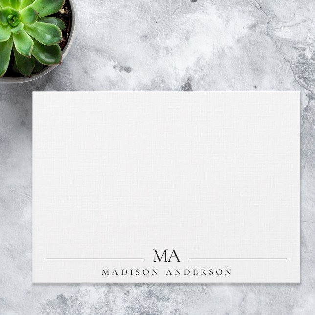 Minimalistische Linen Monogramm Modernes Beruflich Mitteilungskarte (Von Creator hochgeladen)