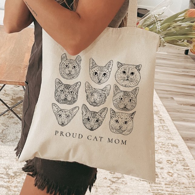 Minimalistische Linie Art Cat Mama Cat Lover Katze Tragetasche (Von Creator hochgeladen)