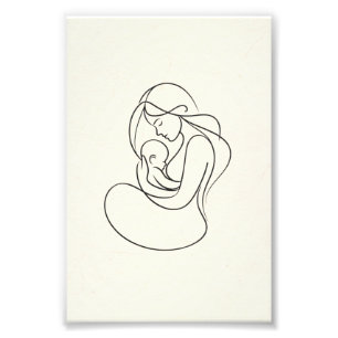 Minimalistische Linie Art der Mama und Baby Fotodruck