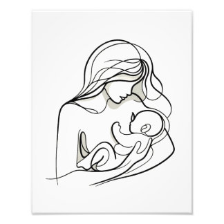 Minimalistische Linie Art der Mama und Baby Fotodruck