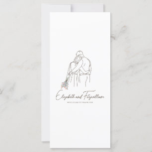 Minimalistische Linie Art Romantisches Paar Floral