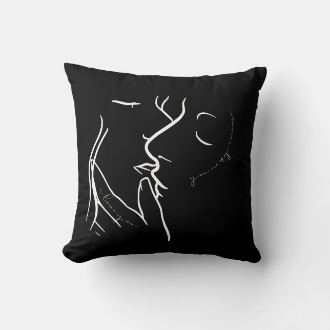 Minimalistische Linie Art Throw Kissen "Liebesflüs (Vorderseite)