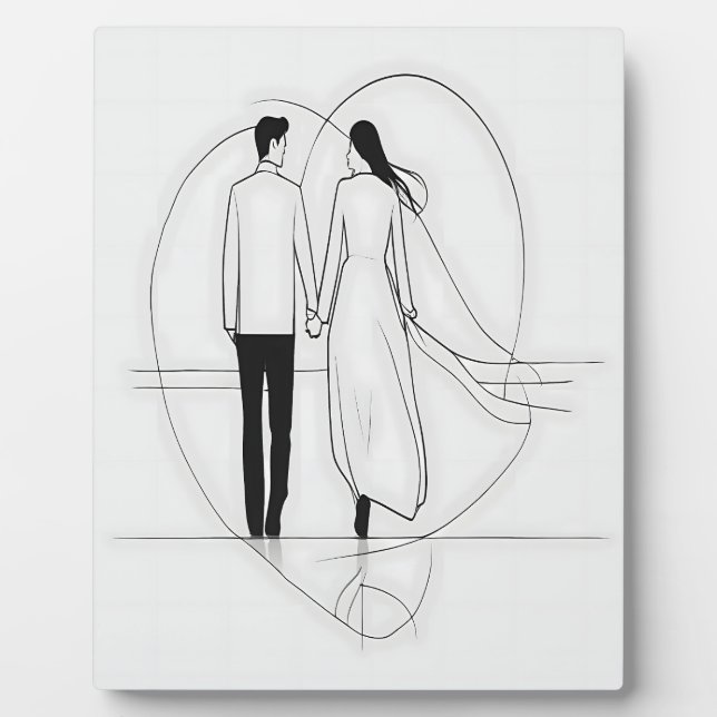 Minimalistische Linie Kunst Romantische Coupé Hold Fotoplatte (Vorderseite)