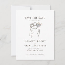 Minimalistische Linie Kunst Romantisches Paar mit  Save The Date
