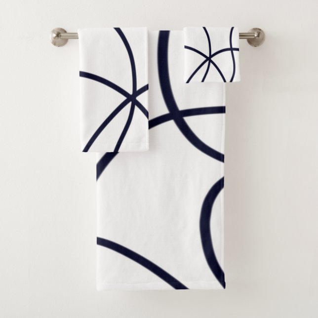 Minimalistische Linie Schwarz/Weiß Badhandtuch Set (Insitu)