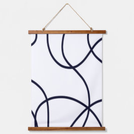 Minimalistische Linie Schwarz/Weiß Wandteppich Mit Holzrahmen