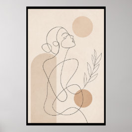 Minimalistische Linienkunst Frau Poster