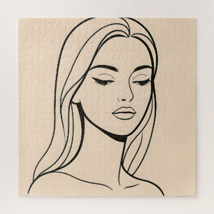 Minimalistische Linienkunst Frauenporträt Elegante