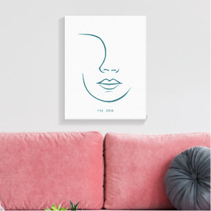 Minimalistische Linienkunst Gesicht Personalisiert Leinwanddruck