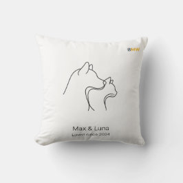 Minimalistische Linienkunst-Kissen mit Hund und Ka Kissen