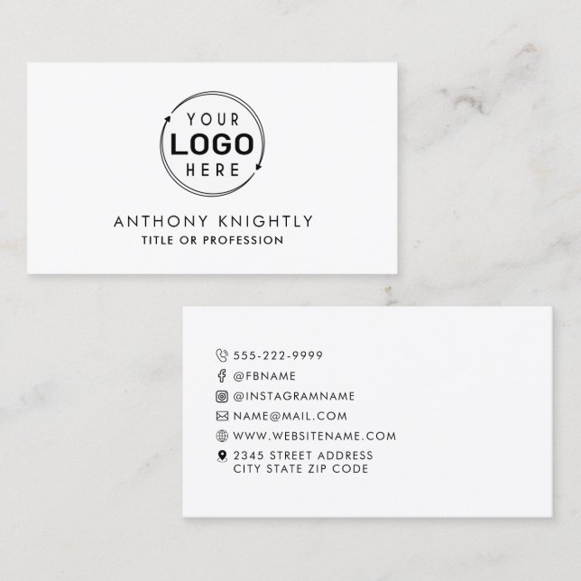 Minimalistische Logo-Icons Social Media Visitenkarte (Vorne/Hinten)