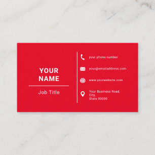 Minimalistische Logo-Typografie in Rot und Weiß Visitenkarte