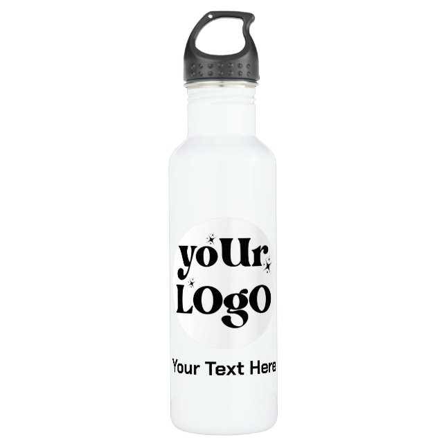 Minimalistische Logos und Texte Edelstahlflasche (Vorderseite)