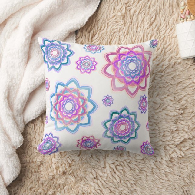 Minimalistische Lotus-Blume Rosa Pastellgrün Kissen (Decke)