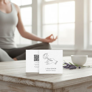 Minimalistische Lotus-Hand-Meditationslehrer-QR Quadratische Visitenkarte