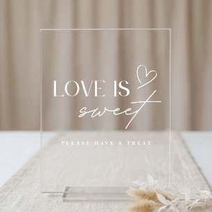 Minimalistische Love is Sweet Hochzeits-Dessert-Ba Acrylschild