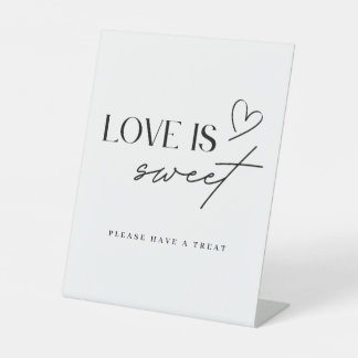 Minimalistische 'Love is Sweet' Hochzeits-Dessert- Sockelschild