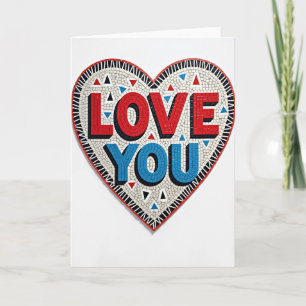 Minimalistische Love You Mosaik-Gestreifte Karte
