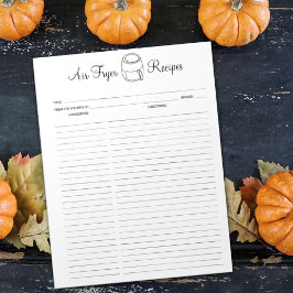 Minimalistische Luftfussrezepte Notizblock