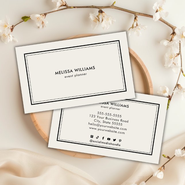 Minimalistische Luxus-Elfenbeinschwarz-Chic-Visite Visitenkarte (Minimalist Luxury Ivory Black Chic Business Card)