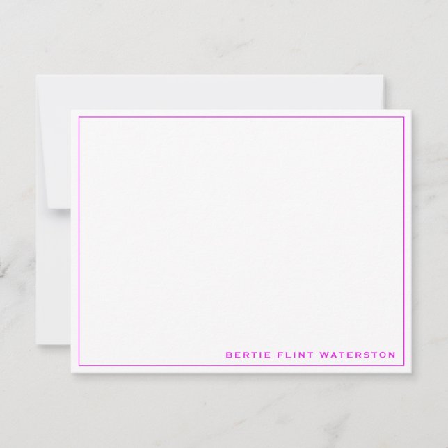 Minimalistische Magenta-Grenz-Karte Mitteilungskarte (Vorderseite)