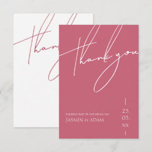 Minimalistische Magenta-Pink-Schrift-Typografie-Ho Dankeskarte