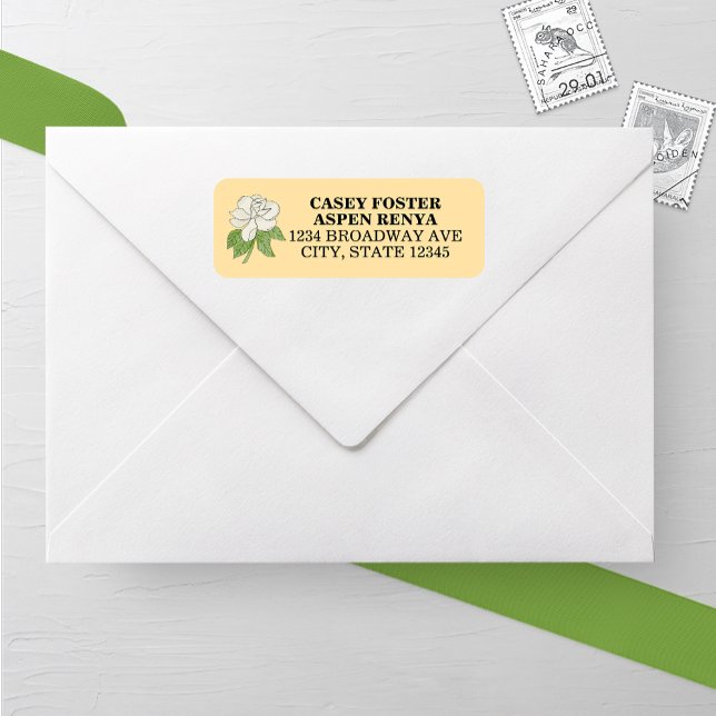 Minimalistische Magnolia Blume Hochzeit Rücksendea (Von Creator hochgeladen)