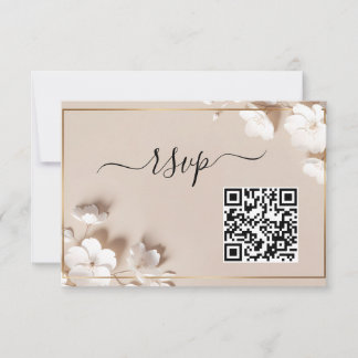 Minimalistische Magnolie Weiße Florale Hochzeit RSVP Karte