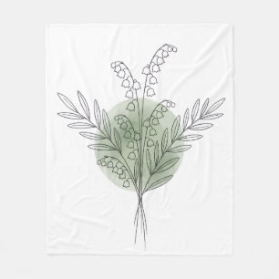 Minimalistische Maiglöckchen-Linienkunst Sage Flor Fleecedecke