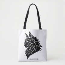 Minimalistische Maine-Coon-Geometrie-Baumwoll-Tasc