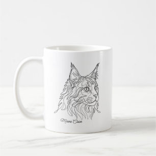 Minimalistische Maine Coon Liniengrafik mit indivi Kaffeetasse