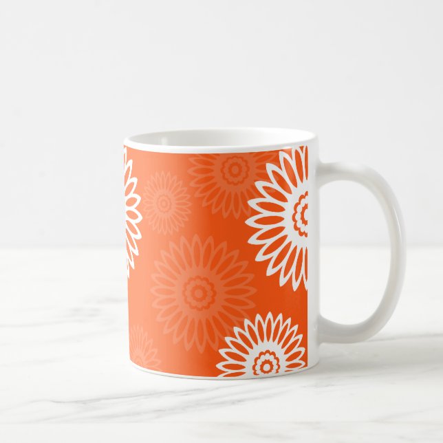 Minimalistische Mandarine Orangenblütenmuster Kaffeetasse (Rechts)