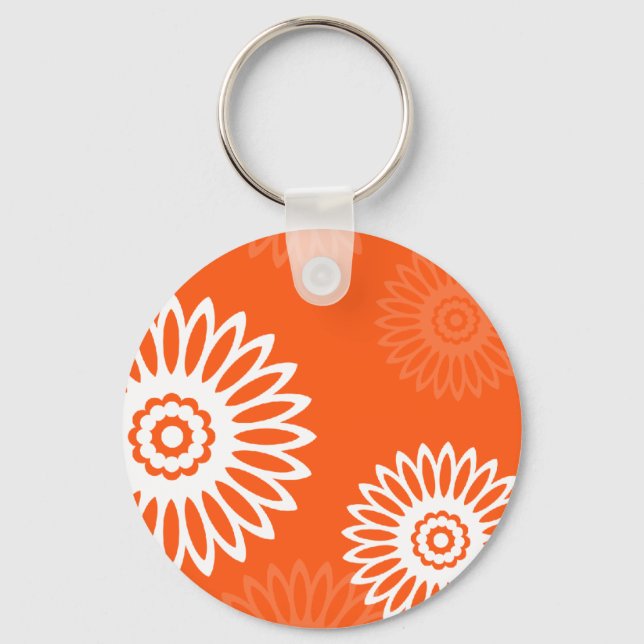 Minimalistische Mandarine Orangenblütenmuster Schlüsselanhänger (Vorderseite)